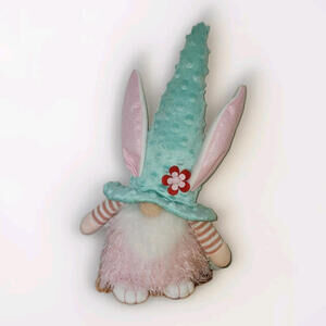 Easter Bunny Gnome Dressed In Pink Green Little Feet 12" New
